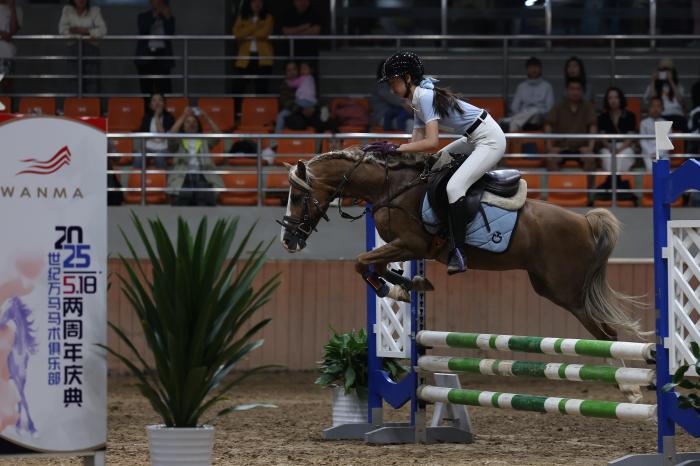 北京举办的世纪万马马术障碍赛吸引50多对人马组